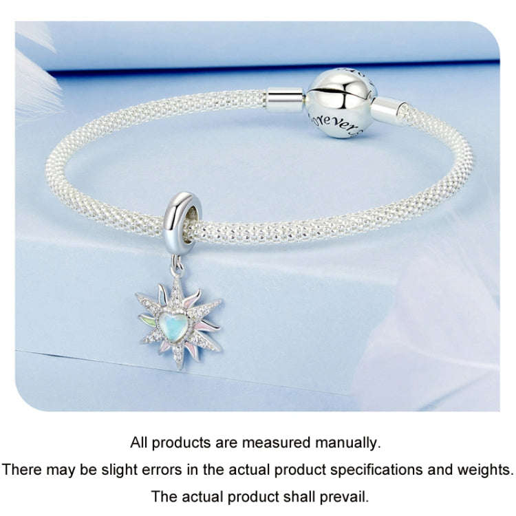 S925 Sterling Silver Platinum Plated Colorful Sunshine Sun DIY Pendant Beads, BSC976