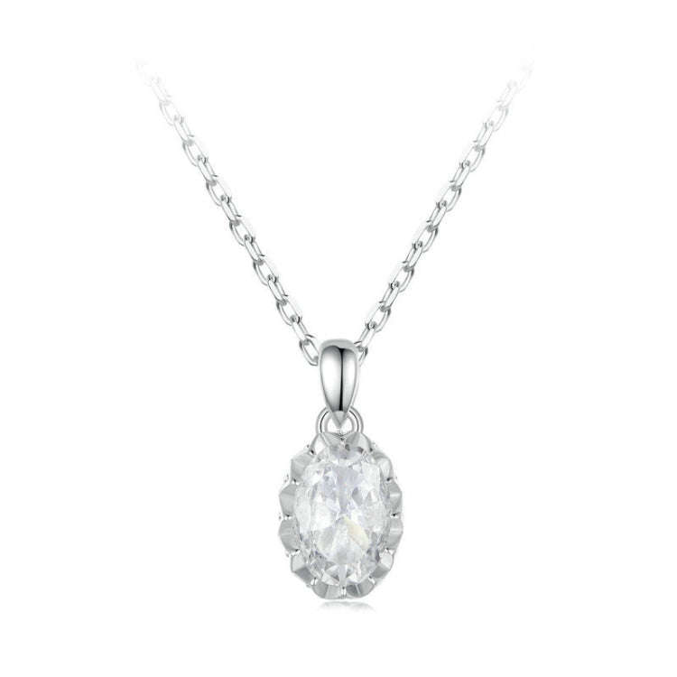 S925 Sterling Silver Platinum-plated Teardrop-shaped Moissanite Necklace, MSN035