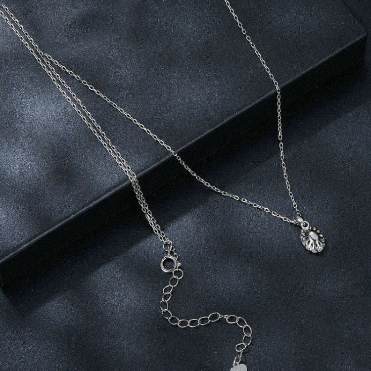 S925 Sterling Silver Platinum-plated Teardrop-shaped Moissanite Necklace, MSN035