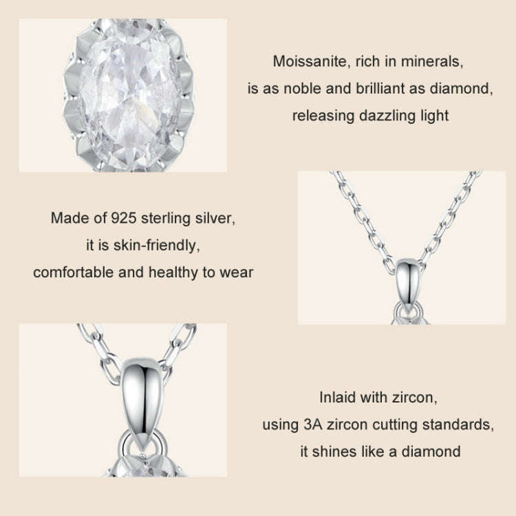 S925 Sterling Silver Platinum-plated Teardrop-shaped Moissanite Necklace, MSN035