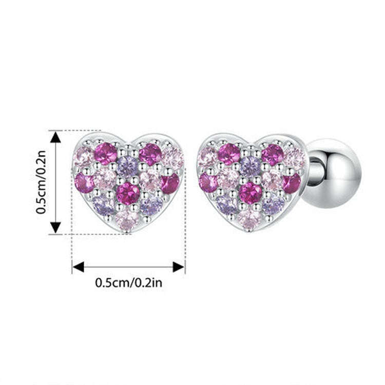S925 Sterling Silver Plated With Platinum Color-Blocked Zircon Heart-Shaped Earrings