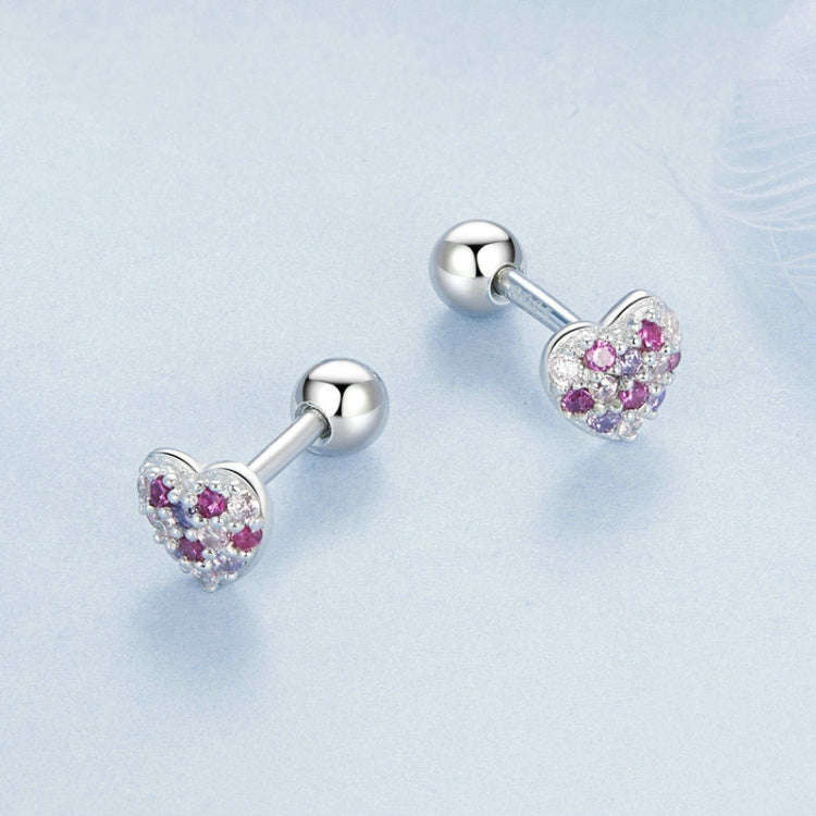S925 Sterling Silver Plated With Platinum Color-Blocked Zircon Heart-Shaped Earrings