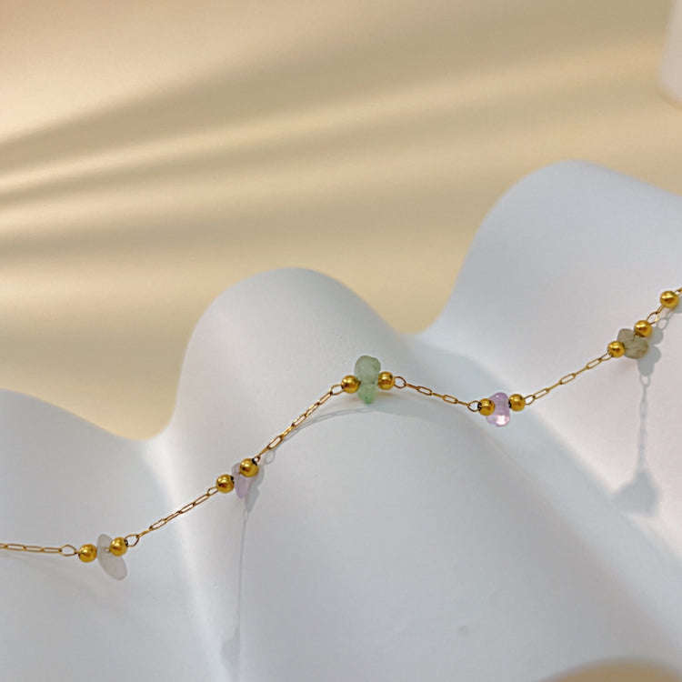 OPK 1389 Colorful Natural Stone Accessories Titanium Bracelet, 1389