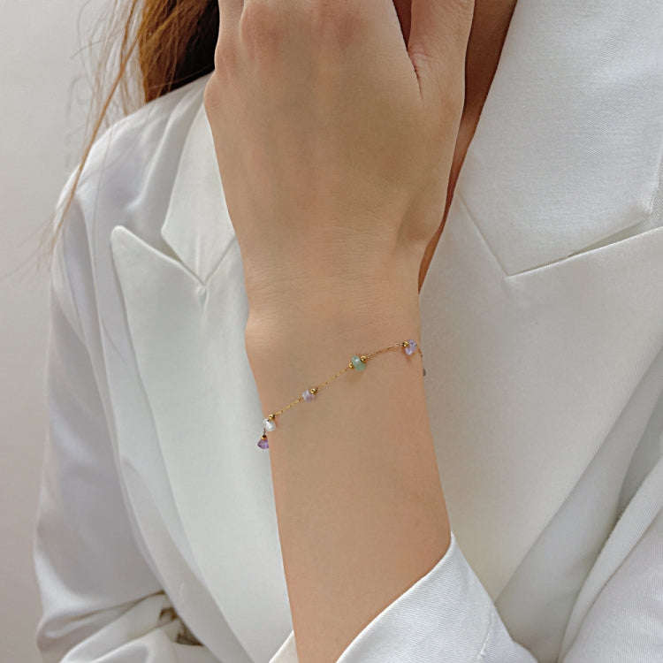 OPK 1389 Colorful Natural Stone Accessories Titanium Bracelet, 1389