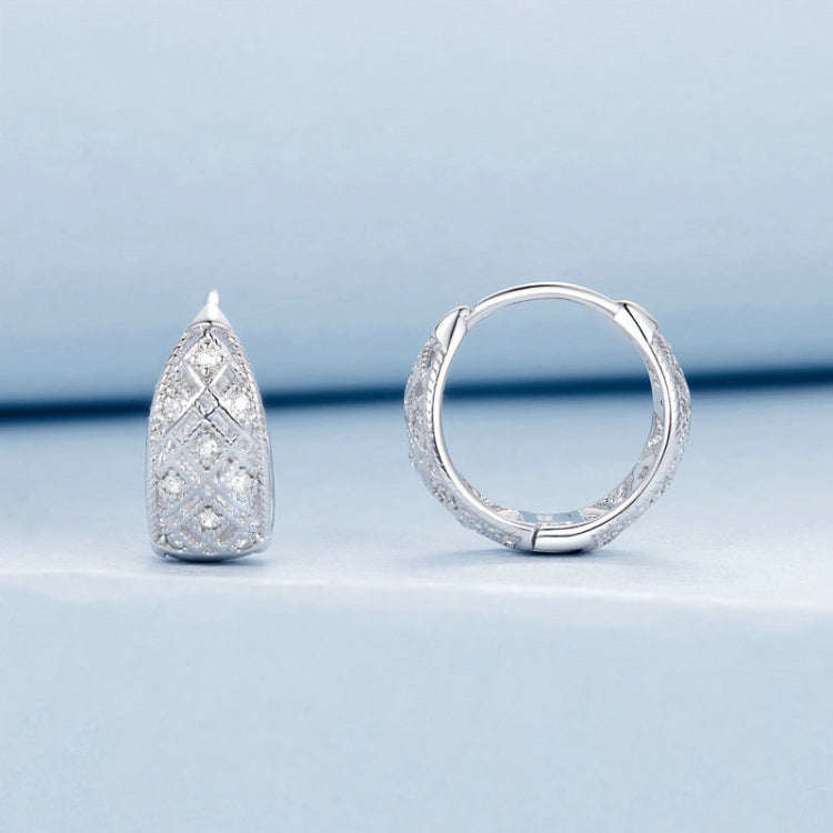 S925 Sterling Silver Platinum Zircon Vintage Lace Pattern Hollow Earrings