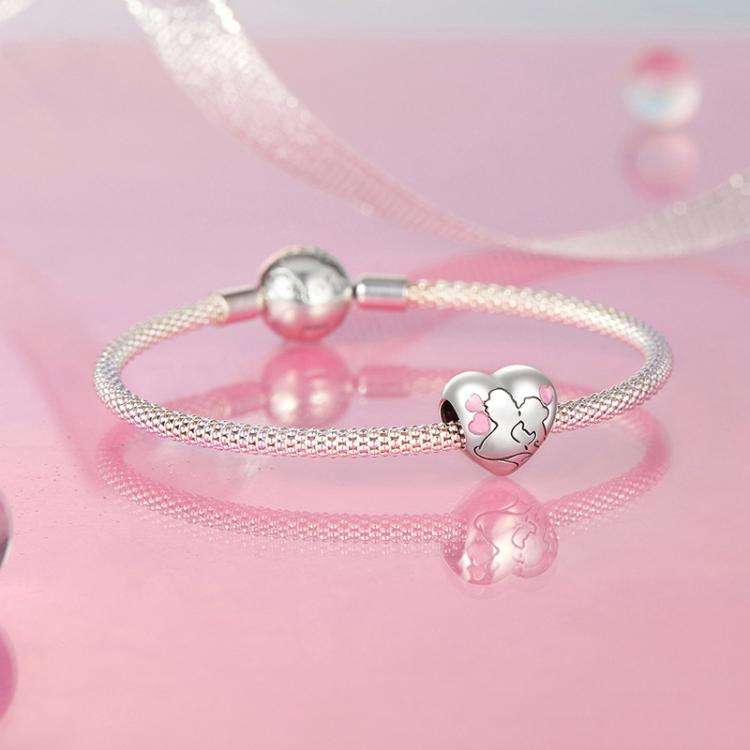 S925 Sterling Silver Oil Drop Couple Kiss Love Beads