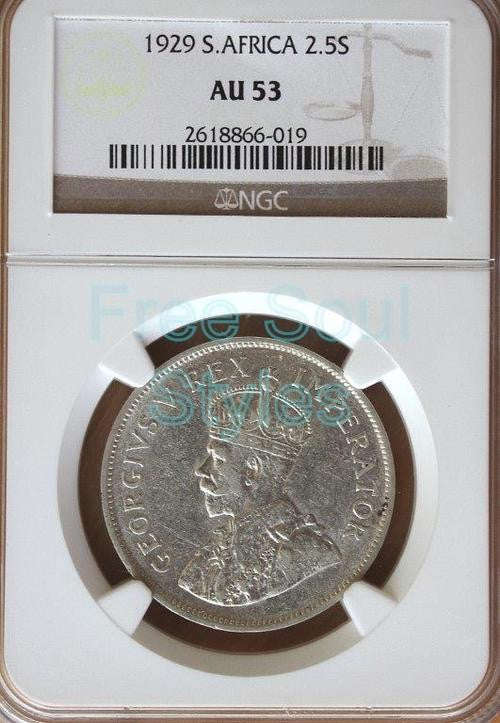 1929 2.5 Shillings NGC Graded AU 53 - Catalogue Value R17 500.00
