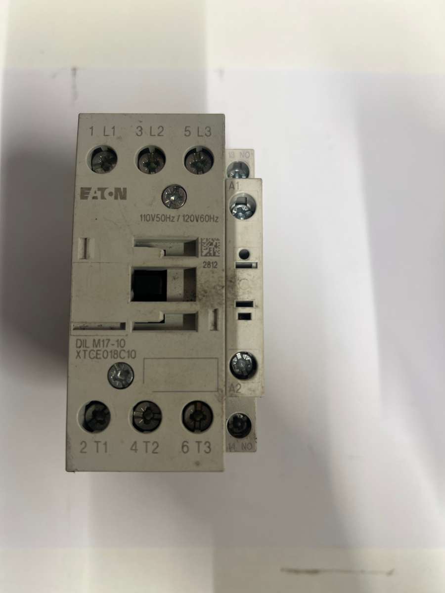 Eaton DILM17-10 (XTCE018C10) is a 3-pole AC power contactor