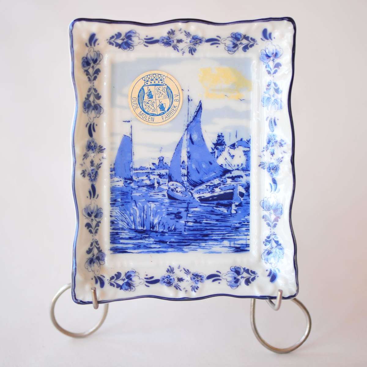 Delft Holland Small Rectangular Tray  Harbour Sailboats