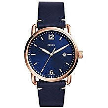 Fossil Men's FS5274 The Commuter Three-Hand Date Blue Leather Watch