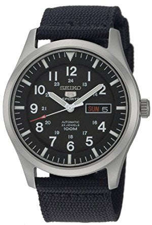 SEIKO 5 SPORTS Automatic made in Japan Black Dial Nylon Strap Watch SNZG15  **FREE SHIPPING**