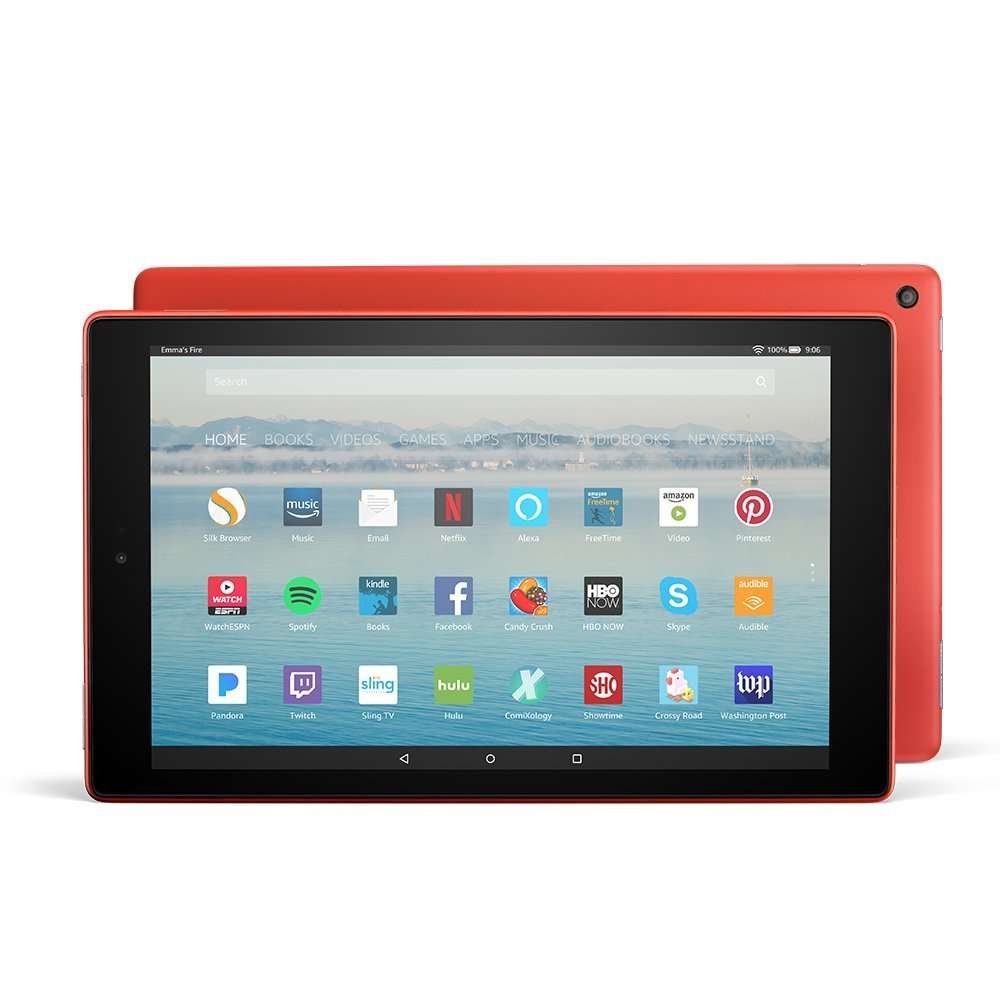 Fire HD 10 Tablet with Alexa Hands-Free, 10.1" 1080p Full HD Display, 32 GB, Punch Red