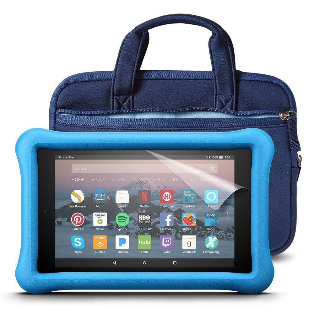Fire HD 8 Kids Essentials Bundle with Fire HD 8 Kids Edition (Blue), NuPro Sleeve (Blue)
