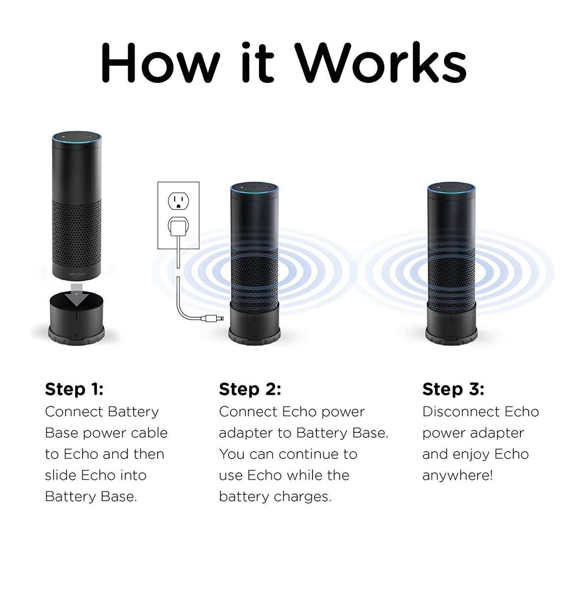 Portable Battery Base for Echo (Use Echo Anywhere)