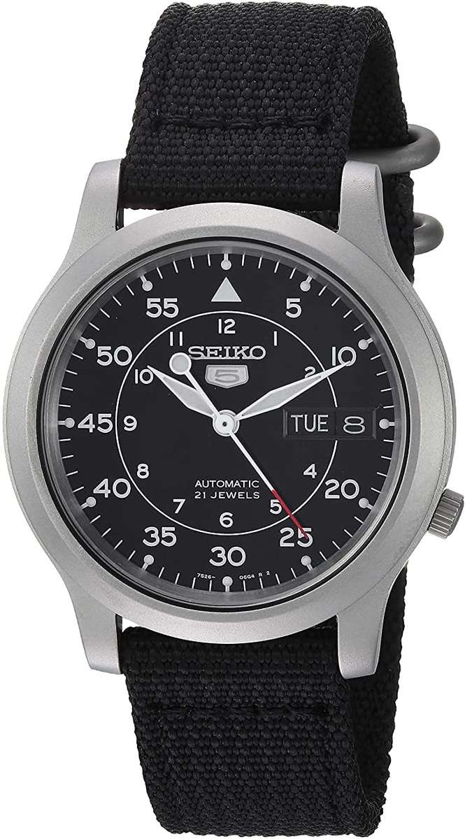 Seiko Men's SNK809 Seiko 5 Automatic Stainless Steel Watch with Black Canvas Strap