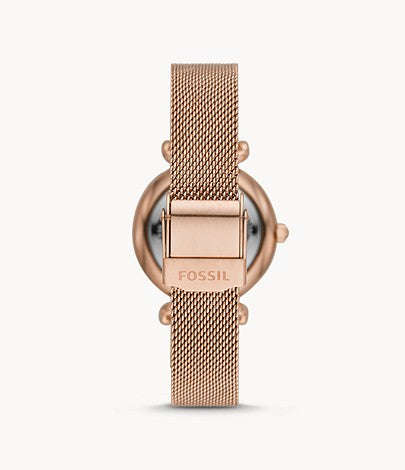 Fossil  Carlie Mini Three-Hand Rose Gold-Tone Stainless Steel Watch ES4836