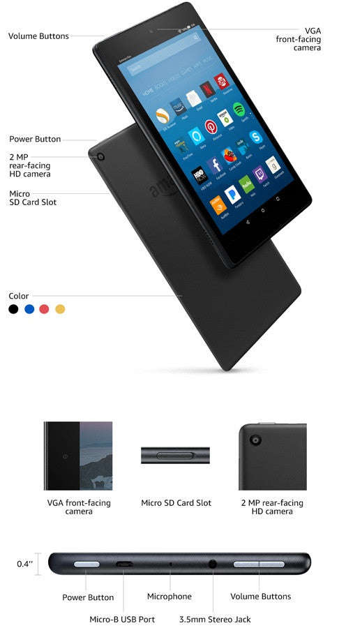 **FREE SHIPPING IN STOCK**Fire HD 8 Tablet with Alexa, 8" HD Display, 16 GB, Punch Red - with Spe...