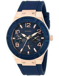 GUESS Ladies U0571L1 Iconic Blue Multi-Function Watch with Day, Date & Comfortable Silicone Strap