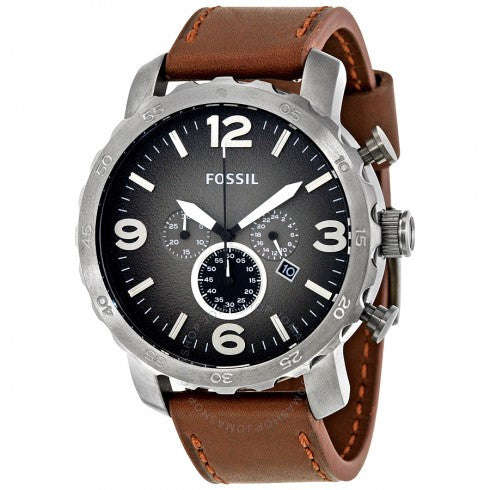 Fossil Mens Nate Chronograph Leather Watch JR1424