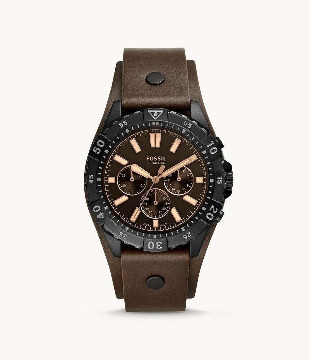 Fossil Men's Garrett FS5626 Brown Dial Leather Watch*IN STOCK*