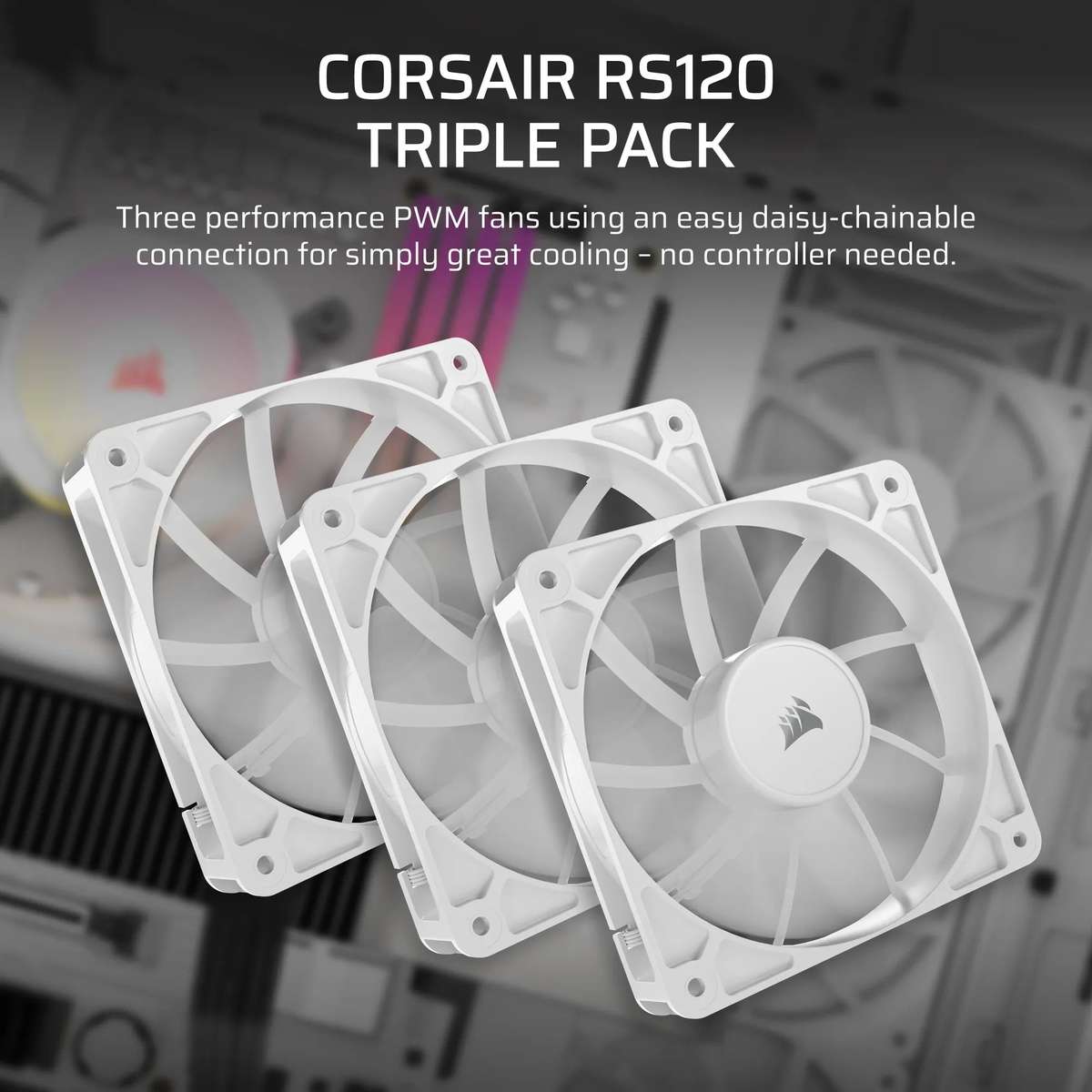 Corsair RS120 120mm PWM Fans Triple Pack  White