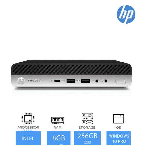 HP EliteDesk 400 G3 Mini PC, Intel Gold 8GB RAM 256GB NVMe SSD Windows 10 Pro  (Used)