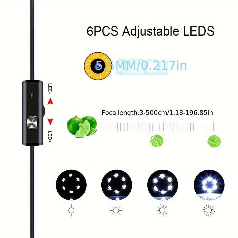 1Meter Cable 5.55mm Lens 3 in 1 Android Phone Endoscope (10007930)