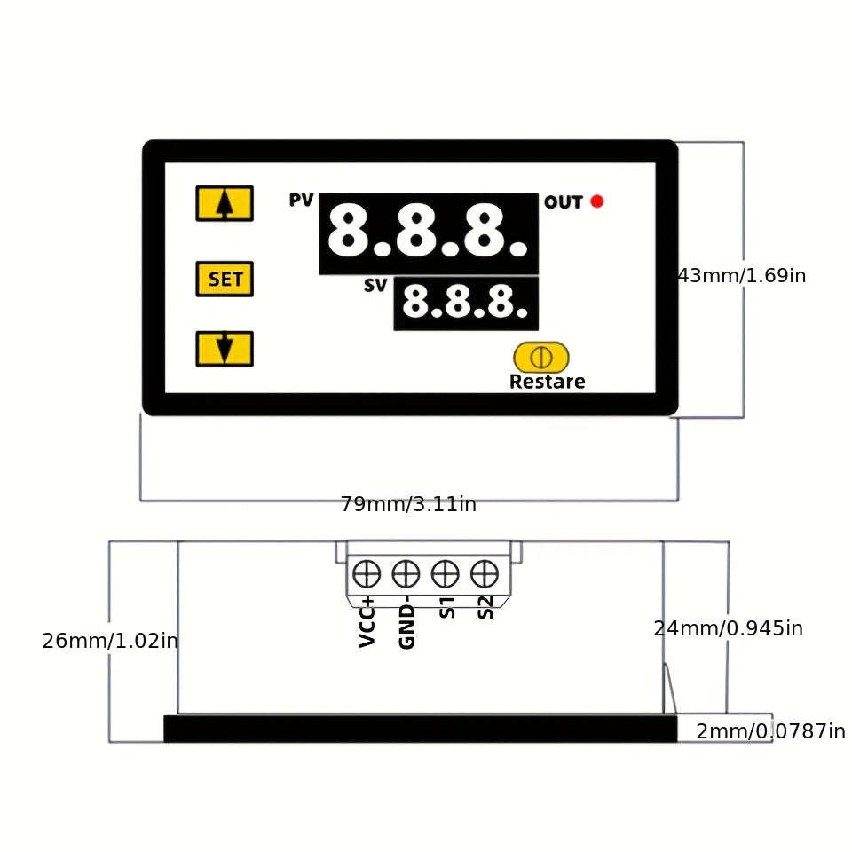 W3230 AC110-220V Probe Line 20A Digital Temperature Controller (10008097)