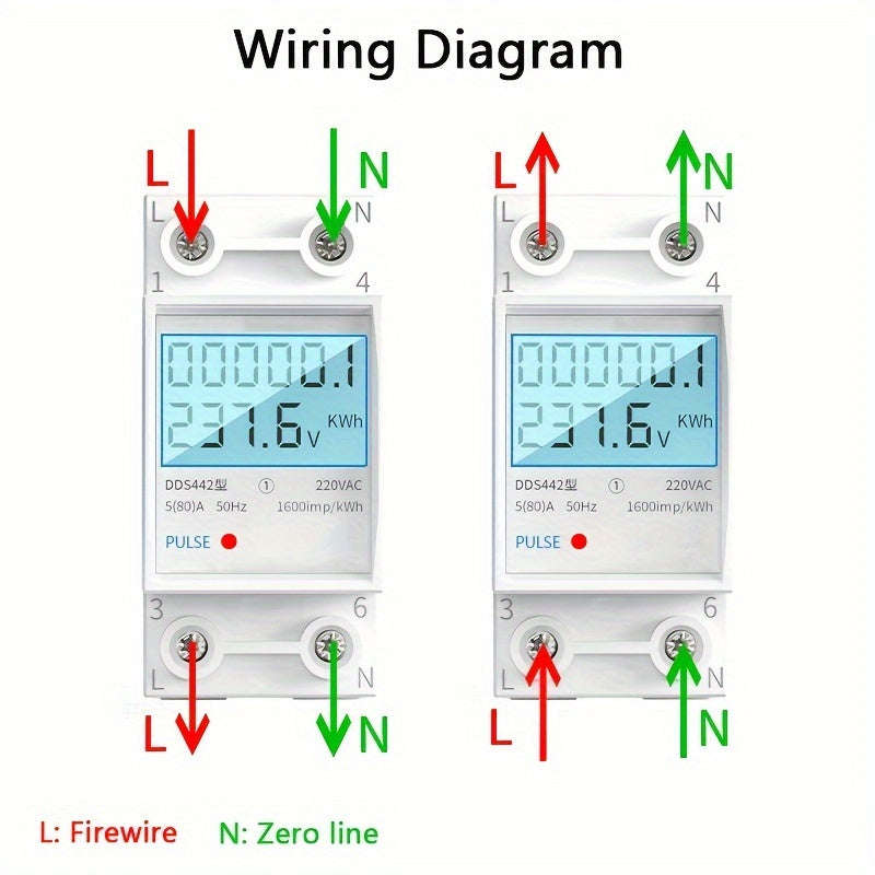 Mutifunction 60Amp  Household Electricity Meter LCD Electricity Meter Single-phase 220v