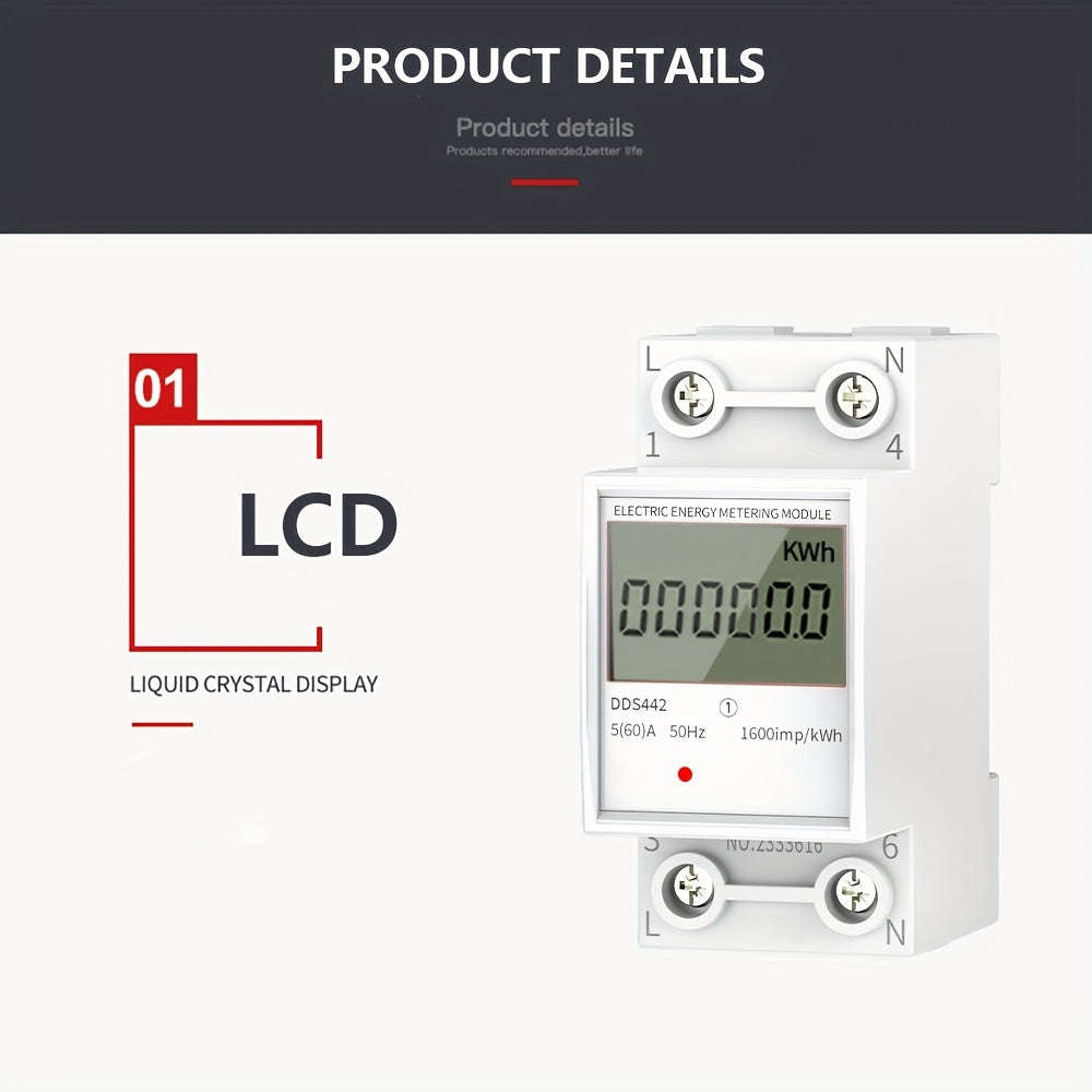 Mutifunction 60Amp  Household Electricity Meter LCD Electricity Meter Single-phase 220v
