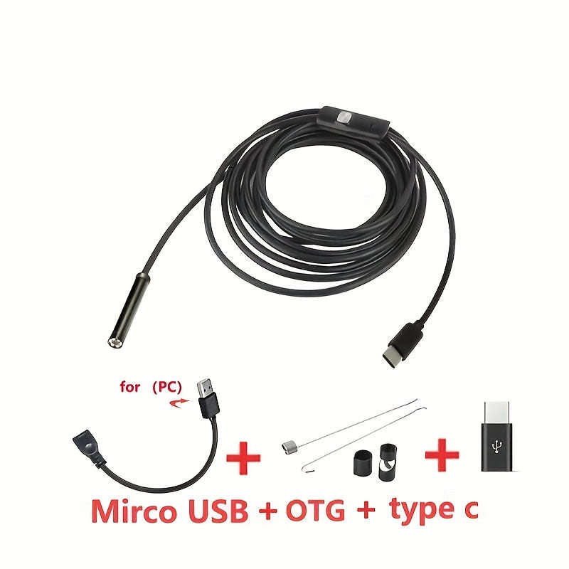 1Meter Cable 5.55mm Lens 3 in 1 Android Phone Endoscope (10007930)
