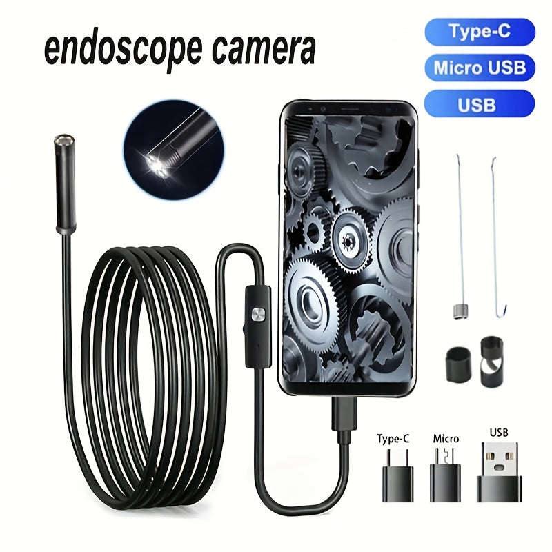 1Meter Cable 5.55mm Lens 3 in 1 Android Phone Endoscope (10007930)
