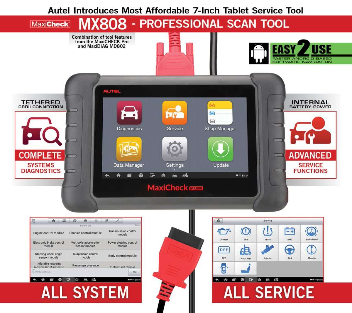 Autel MX808S | Full Diagnostic Scanner with 36+ Functions & Active Testing (50000064)