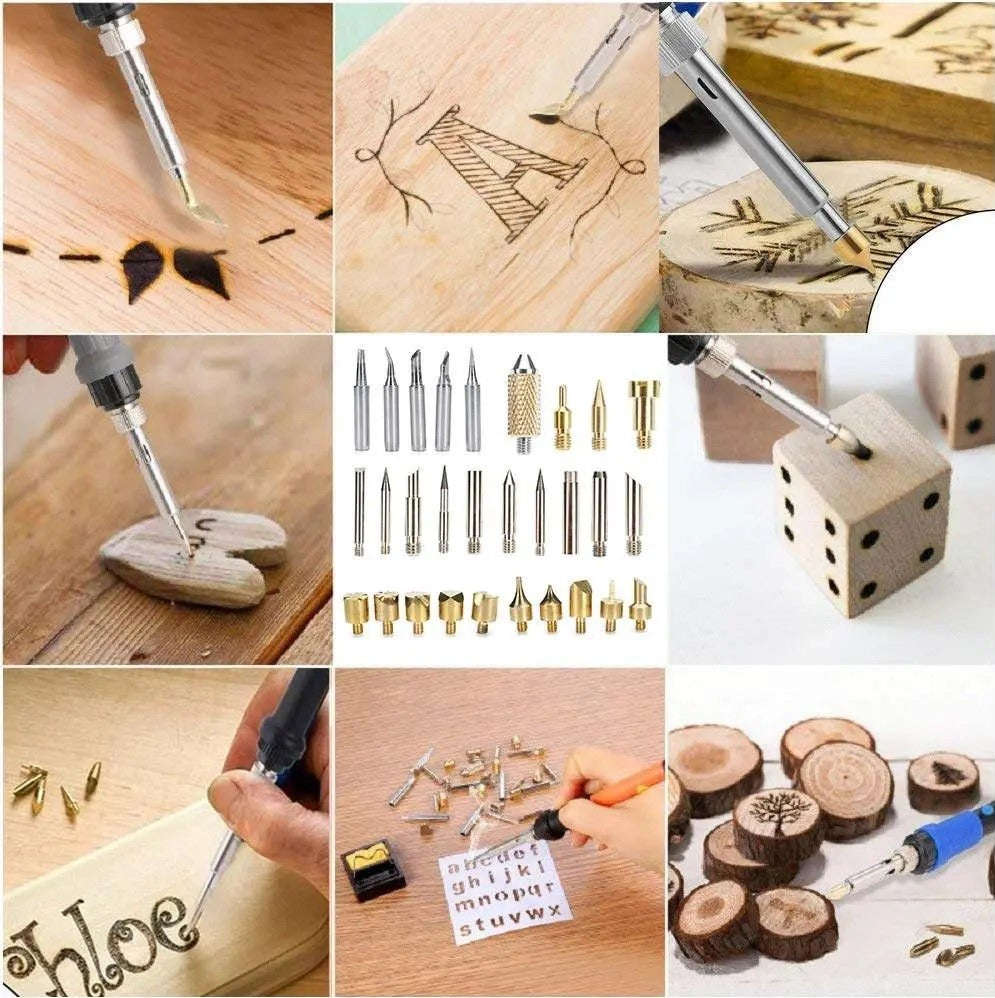 45Pcs 60W Adjustable Temperature Electric Soldering Pyrography Iron Set (10000458)