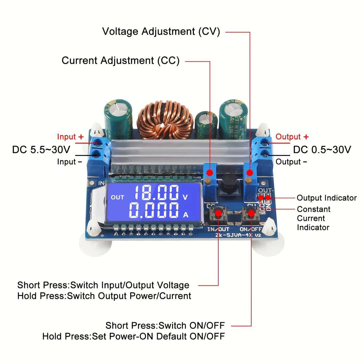 DC-DC Buck Boost Converter Module 5.5-30V (10008154)