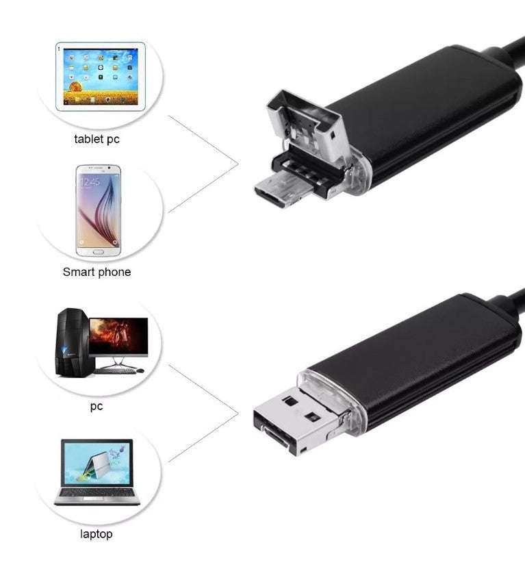 ANDOWL Q-HD211 2 In 1 Waterproof 5m Micro USB Endoscope Inspection Borescope Camera For Android/P...