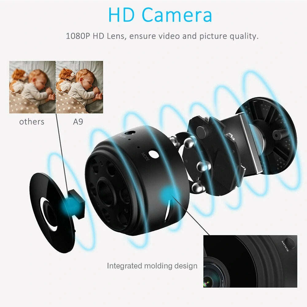 A9 1080P HD Mini Wireless WIFI IP Camera DVR - Compact and Versatile Surveillance Device with Rem...