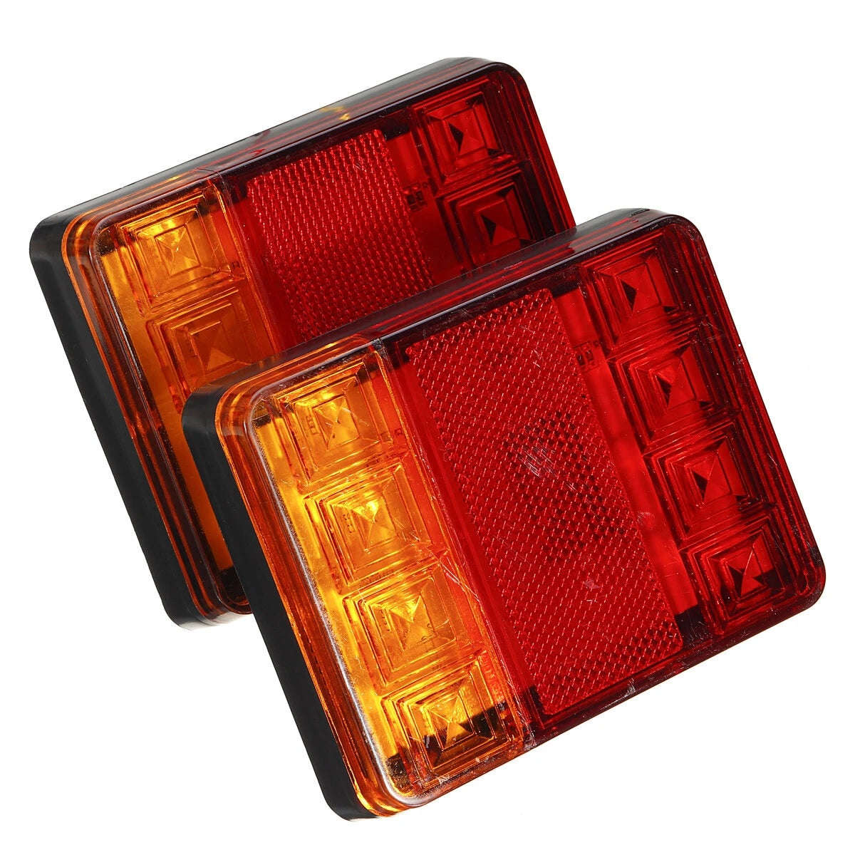 2Pcs 12v LED Rear Tail Stop Light RED+Amber 12v Waterproof IP65 for Trailers/Trucks/ATV(10004379)