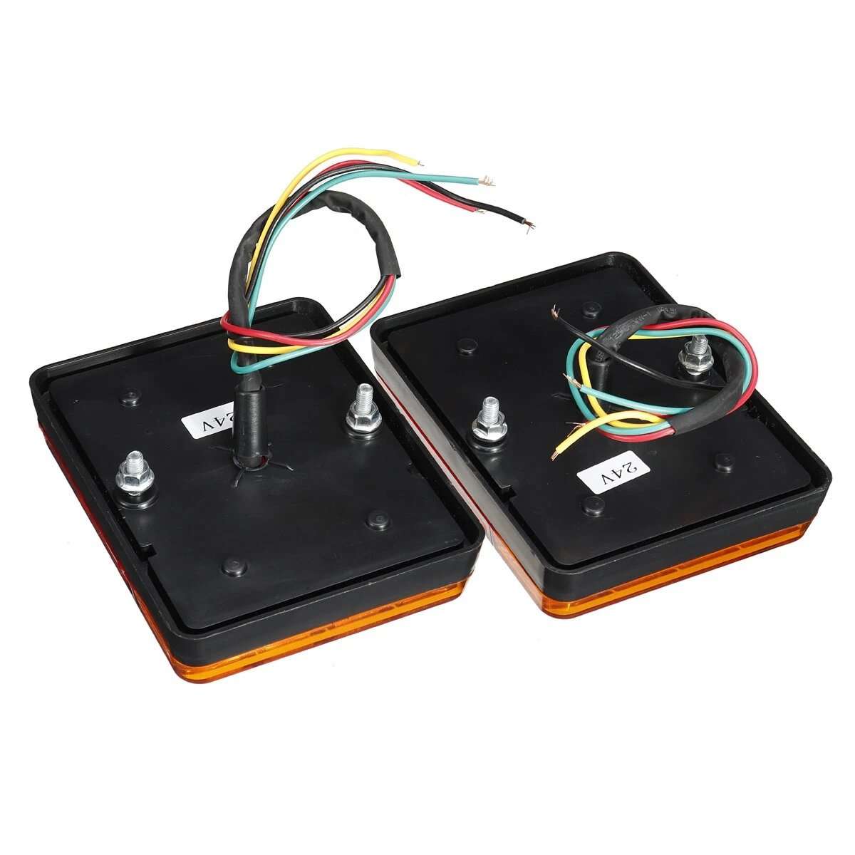 2Pcs 24v LED Rear Tail Stop Light RED+Amber 24v Waterproof IP65 for Trailers/Trucks/ATV (10004380)