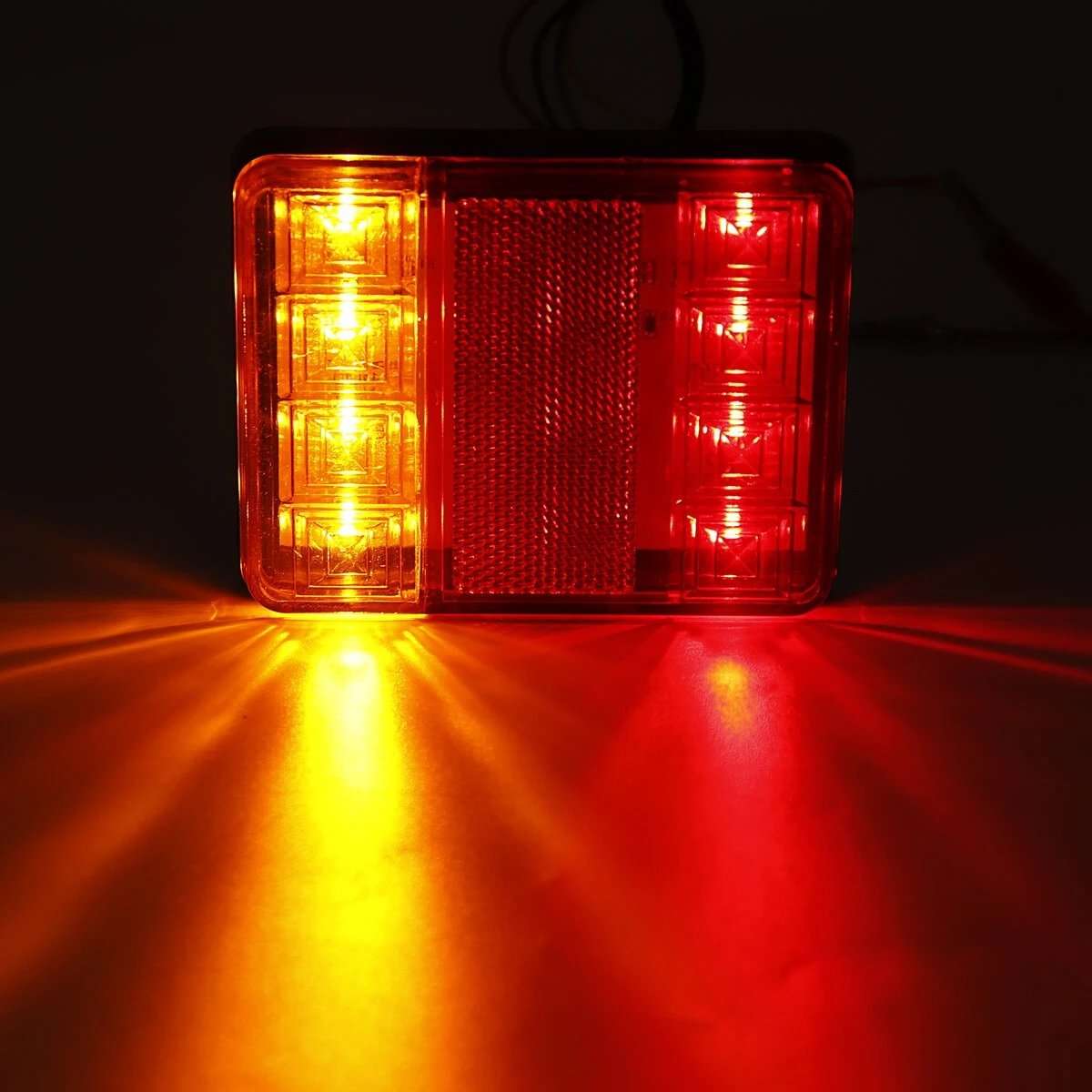 2Pcs 24v LED Rear Tail Stop Light RED+Amber 24v Waterproof IP65 for Trailers/Trucks/ATV (10004380)