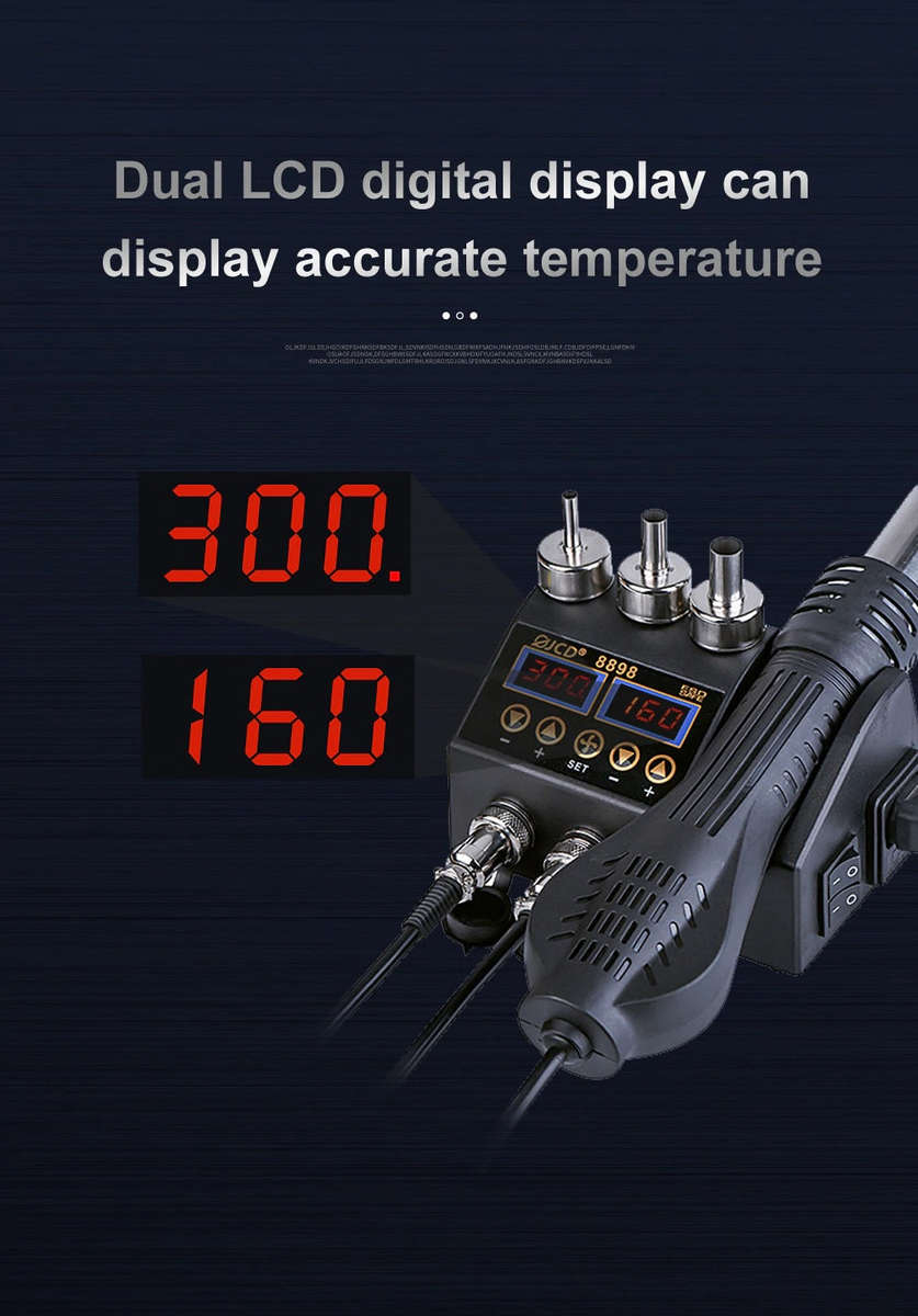 JCD 2 in 1 8898 Soldering Station 750W with LCD Display, Rework Welding Station