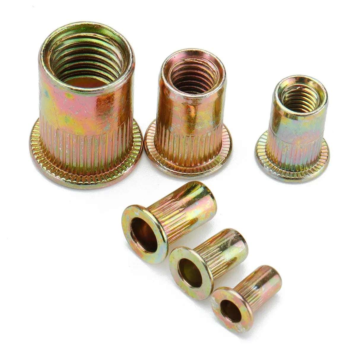 165pcs Blind Rivet Nut M3 M4 M5 M6 M8 M10 M12 Rivnut Carbon Steel Flat Head Threaded Insert Nut K...