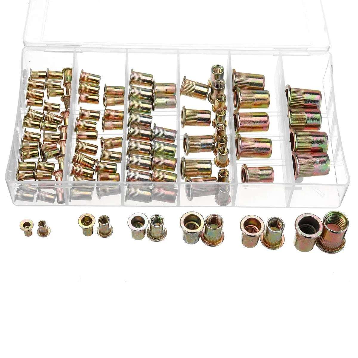 165pcs Blind Rivet Nut M3 M4 M5 M6 M8 M10 M12 Rivnut Carbon Steel Flat Head Threaded Insert Nut K...