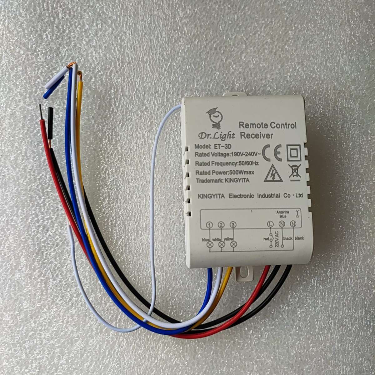 DR Light 3 Channel AC 220v 500watt Remote Controlled Switch for Lights (10005096)