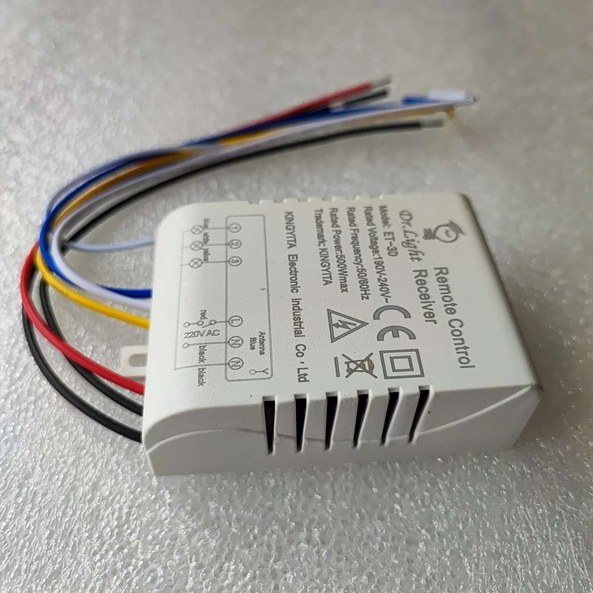 DR Light 3 Channel AC 220v 500watt Remote Controlled Switch for Lights (10005096)