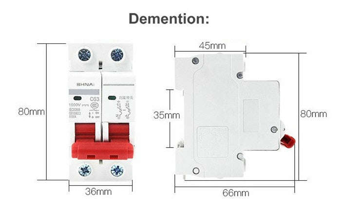 2Pole 63A DC 1000V Circuit Breaker for Solar PV Systems (10005980)