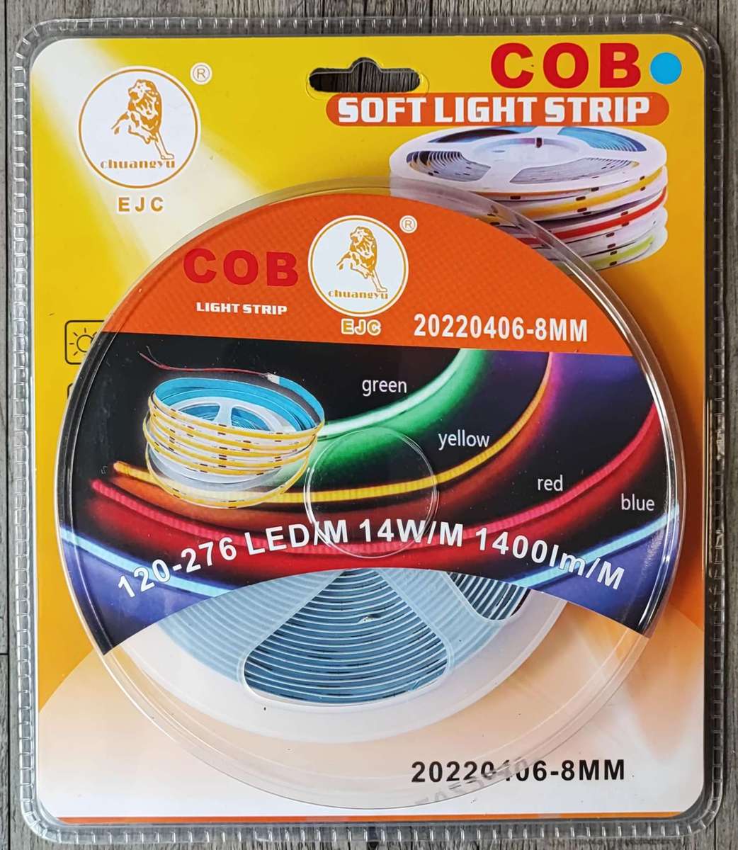 EJC 12v DC 5m 1300 COB Led Chip WHITE LED Light Strip Kit - Bright and Efficient Lighting for Any...