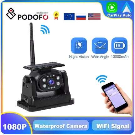 Podofo Wireless WiFi Reversing Rear View Waterproof Infrared Night Vision Camera for Trucks, Tr...