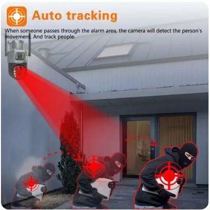 Solar Outdoor Surveillance Camera 4G Sim 4K 8MP Three Lens 10 Digital Zoom Wireless PTZ IP66 Secu...