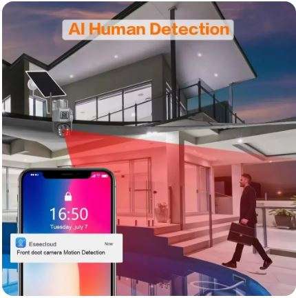 Solar Outdoor Surveillance Camera 4G Sim 4K 8MP Three Lens 10 Digital Zoom Wireless PTZ IP66 Secu...